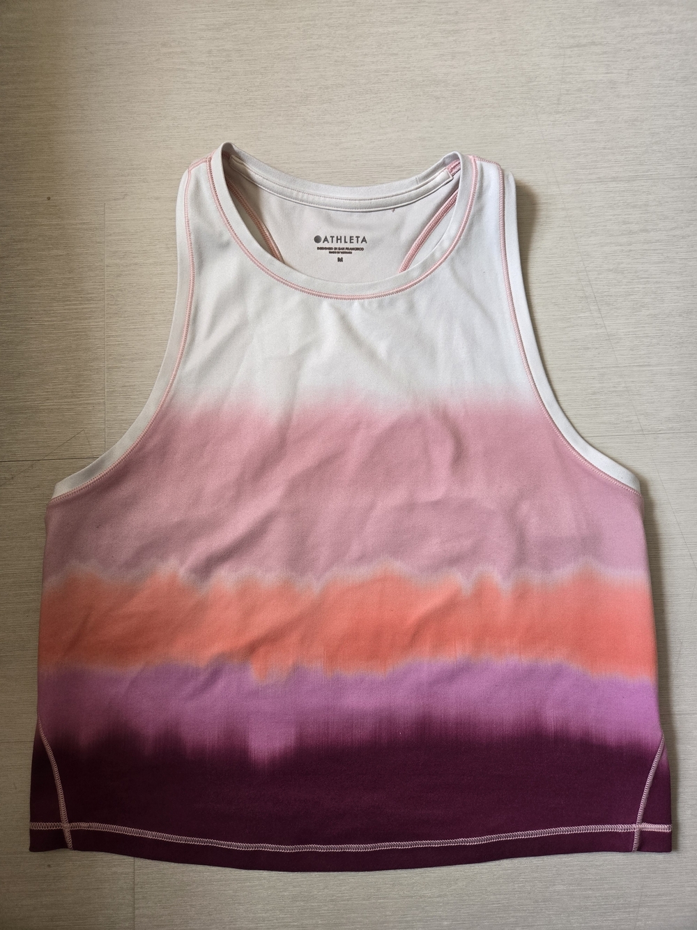Athleta Racerback Crop Tank Top Pink Purple Ombre Size Medium